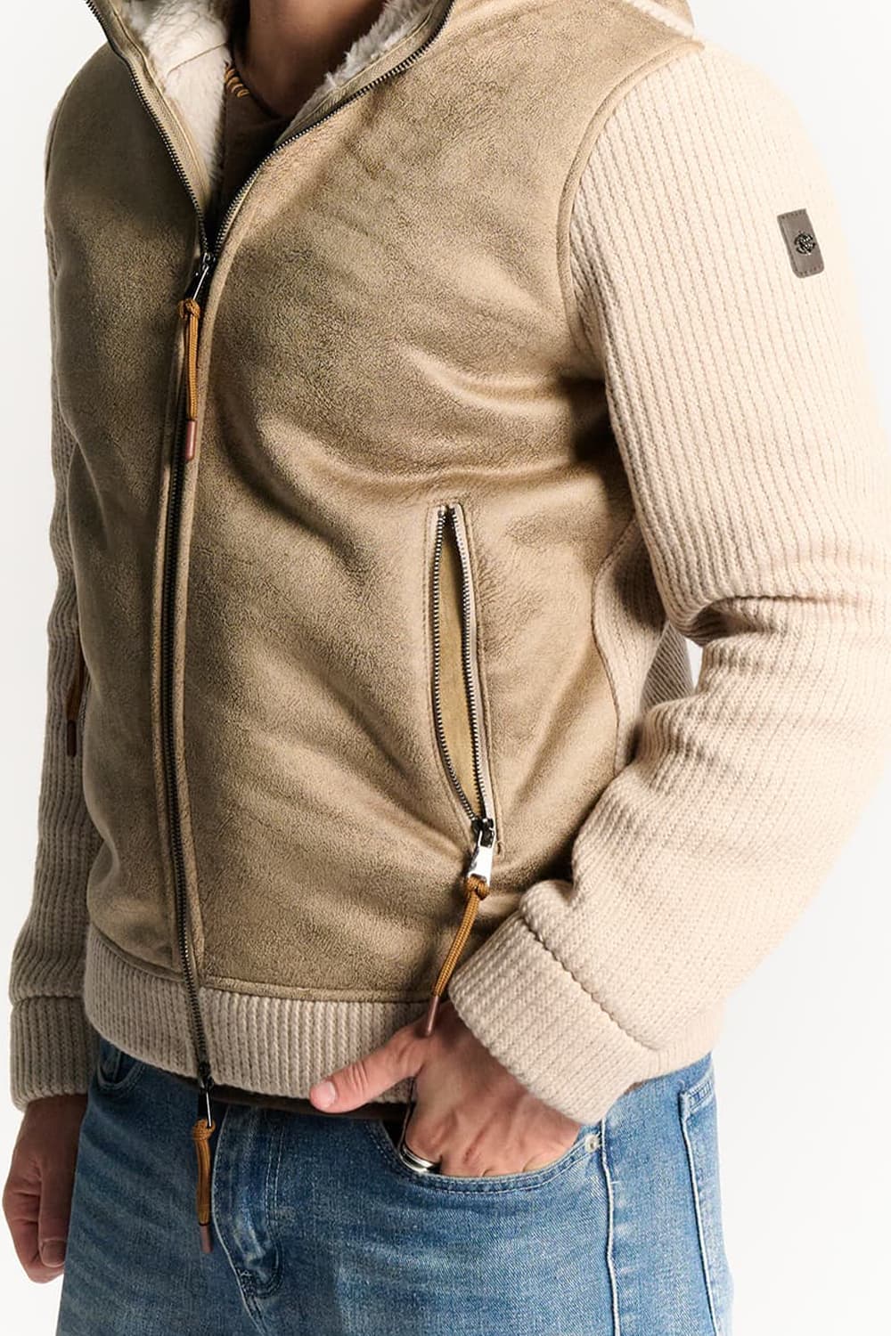 MEN'S DOUBLE-BREASTED CASHMERE MIXED COAT