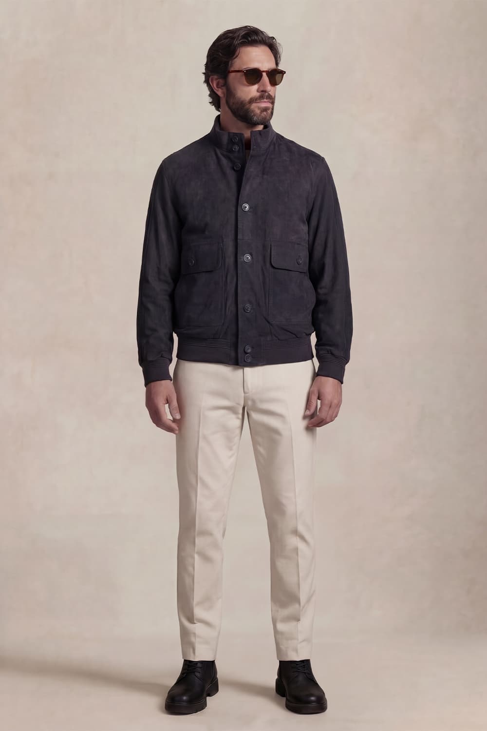 Aldo Polo Camoscio giacca uomo 100% vera pelle Made in Italy - Barone Firenze