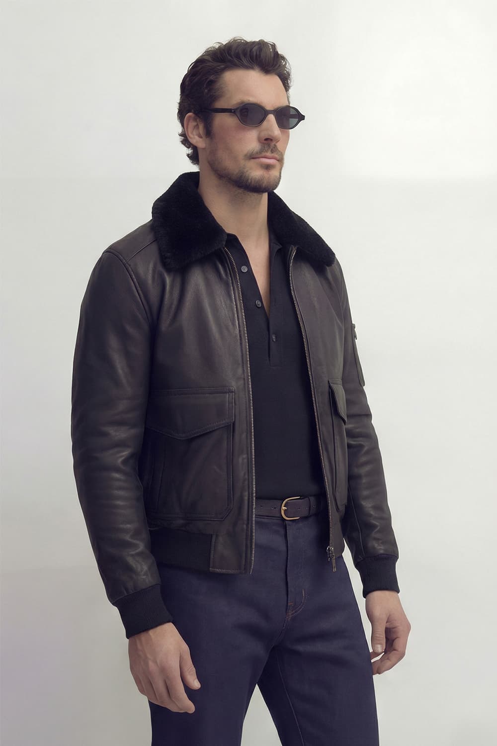 Aviator Black Leather Jacket