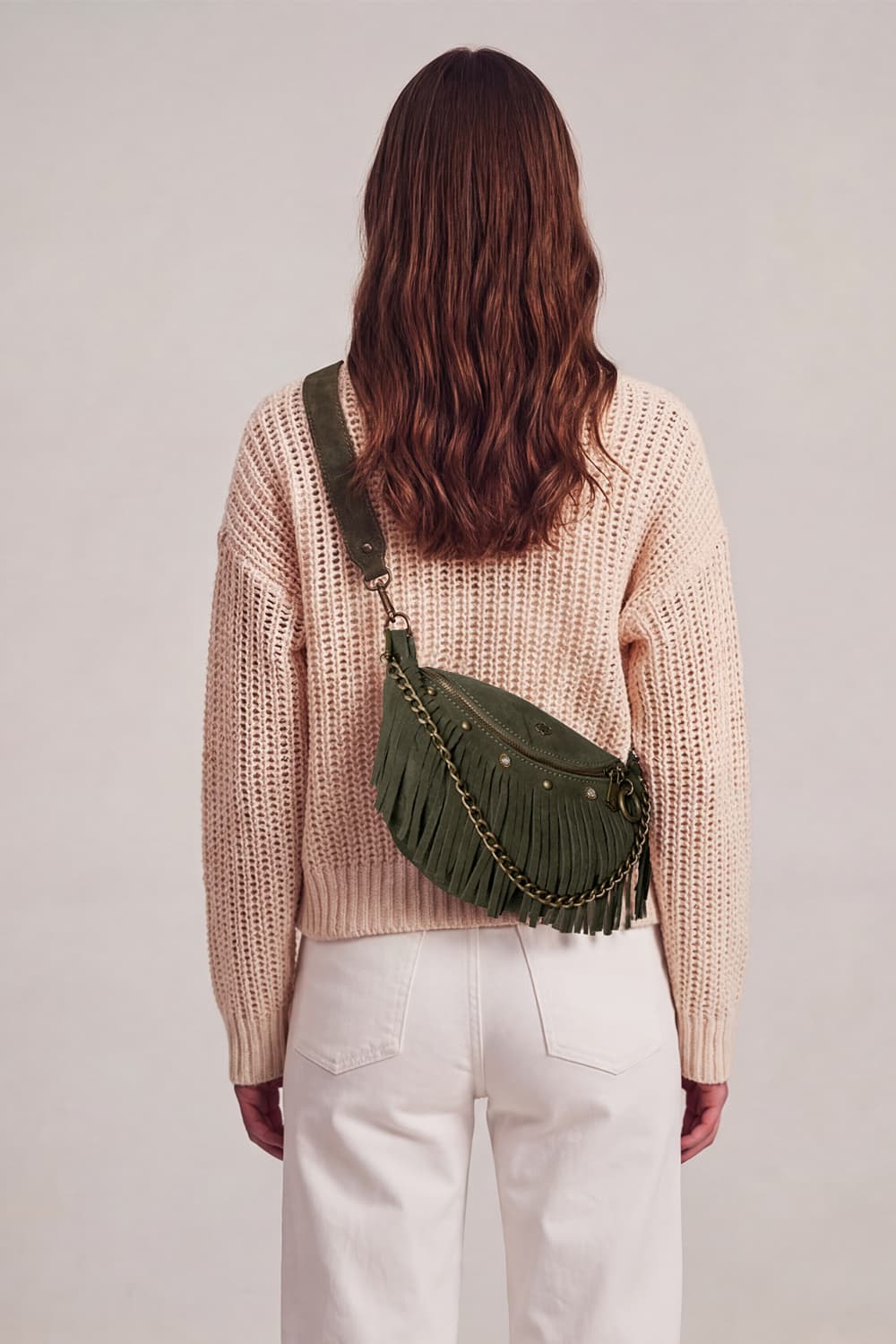 Bea Camoscio Borchie borsa donna 100% vera pelle Made in Italy - Barone Firenze