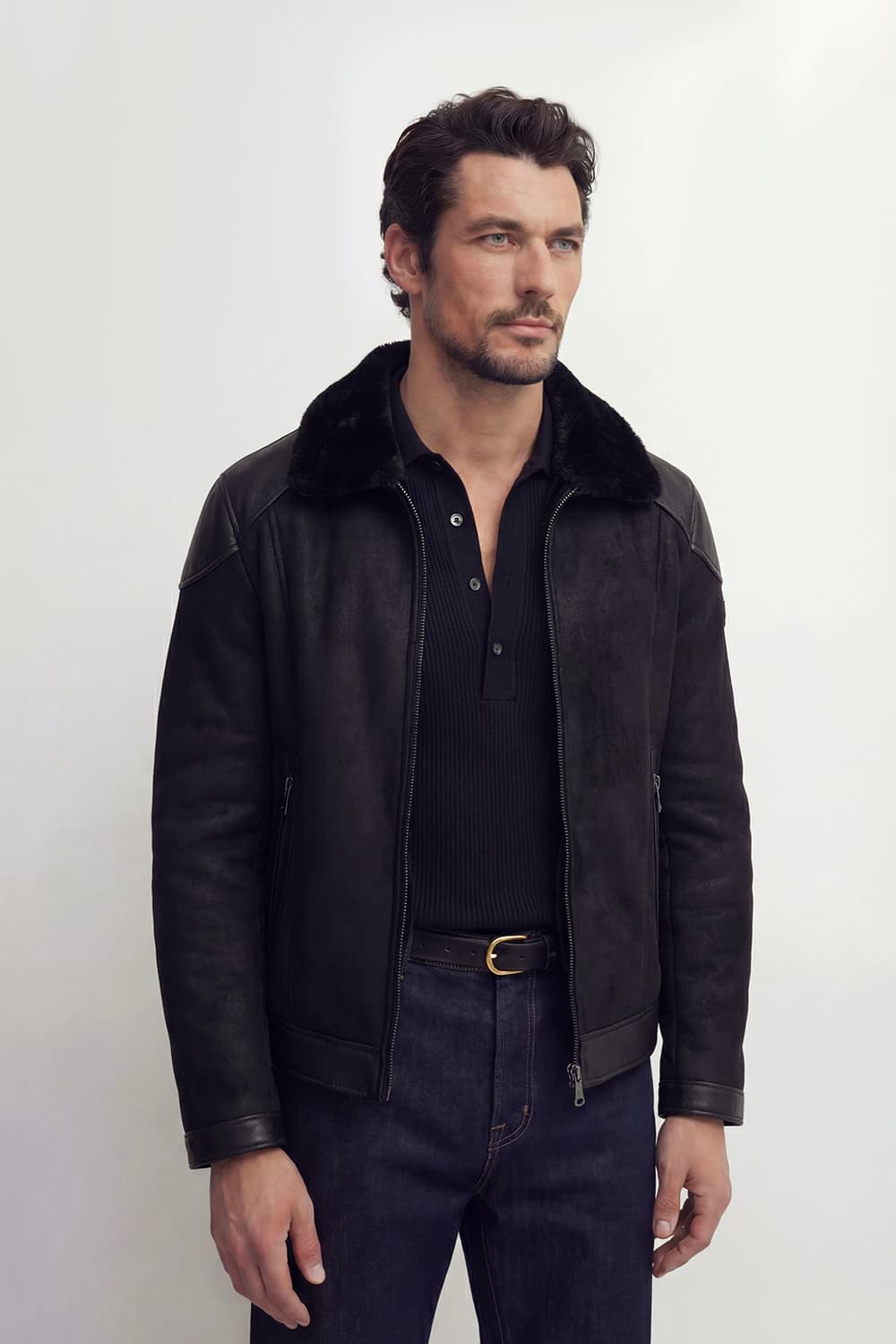 Elton Shearling Style Collar Dark Brown