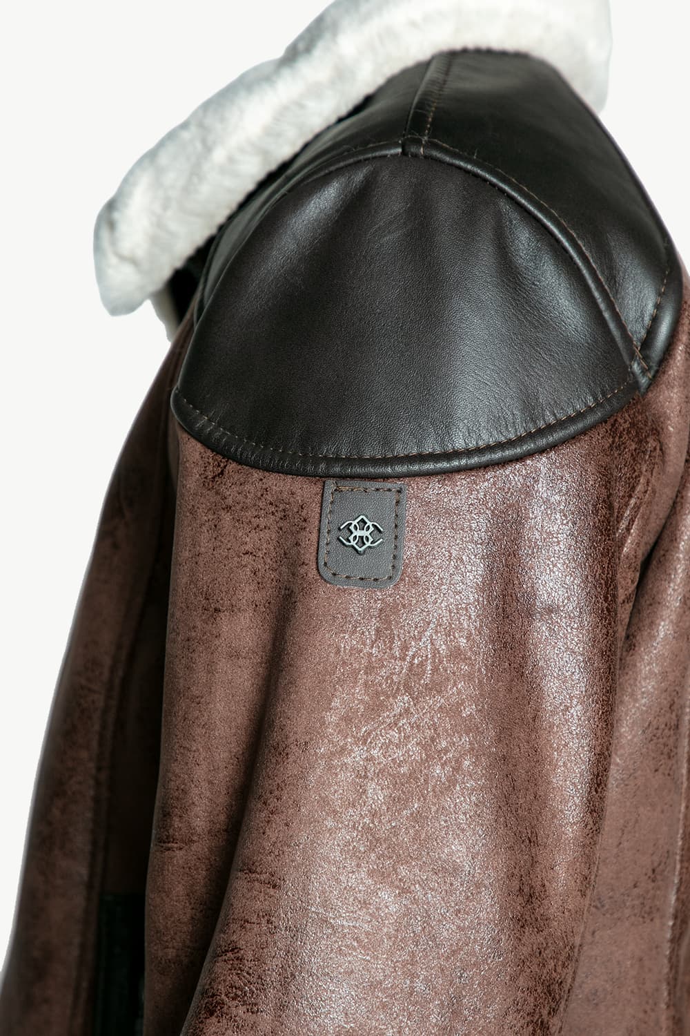 Elton Shearling Style Collar Dark Brown