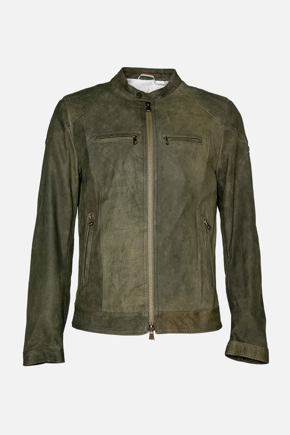 Elton Oleato Verde Giacca Uomo in vera pelle 100% Made in Italy - Barone Firenze