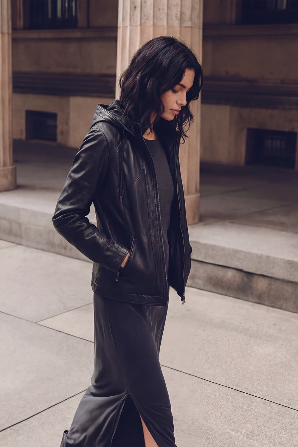 Sofia con Cappuccio giacca donna 100% vera pelle Made in Italy - Barone Firenze