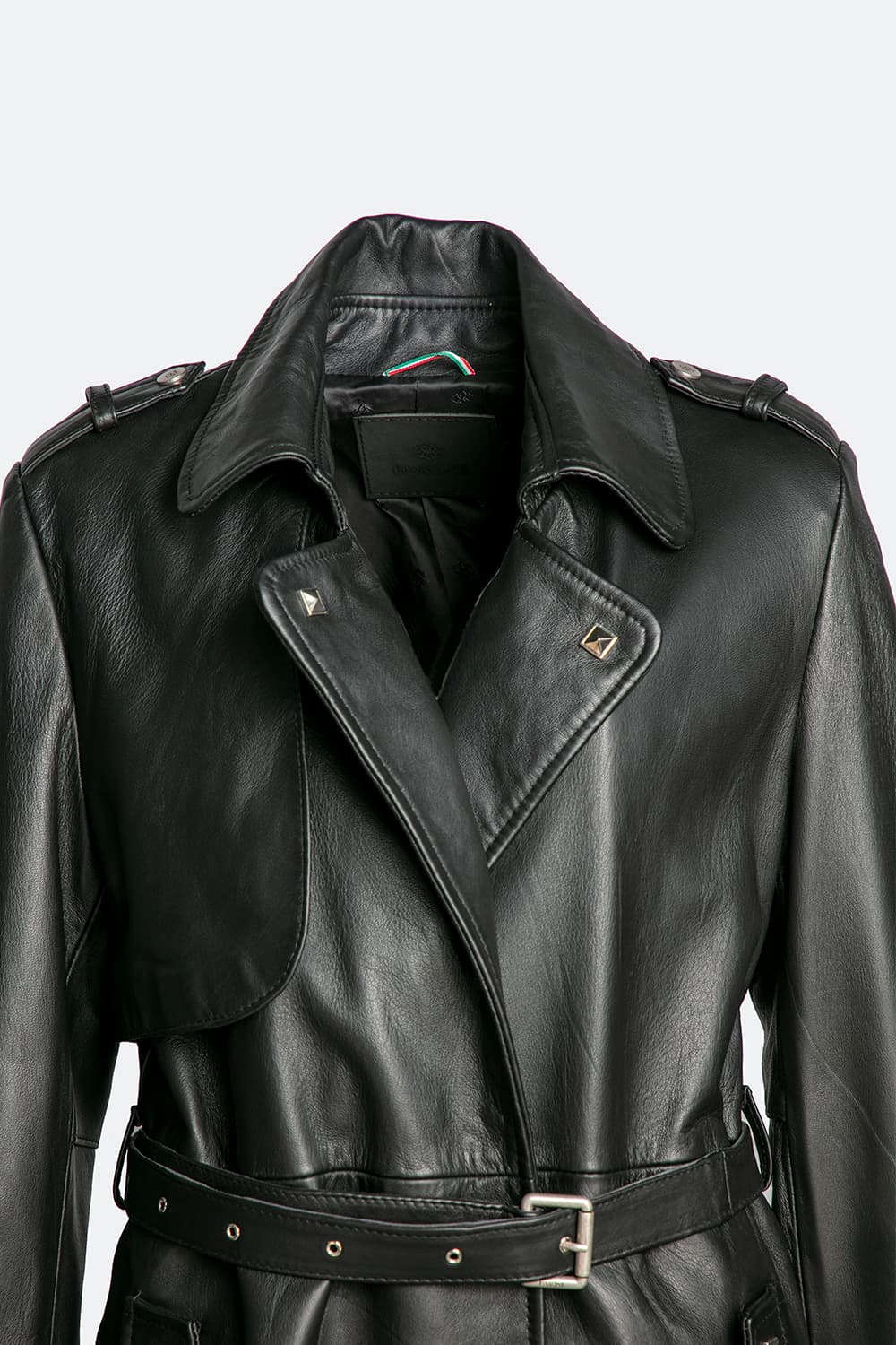 Trench donna Nero 100% vera pelle Made in Italy - Barone Firenze