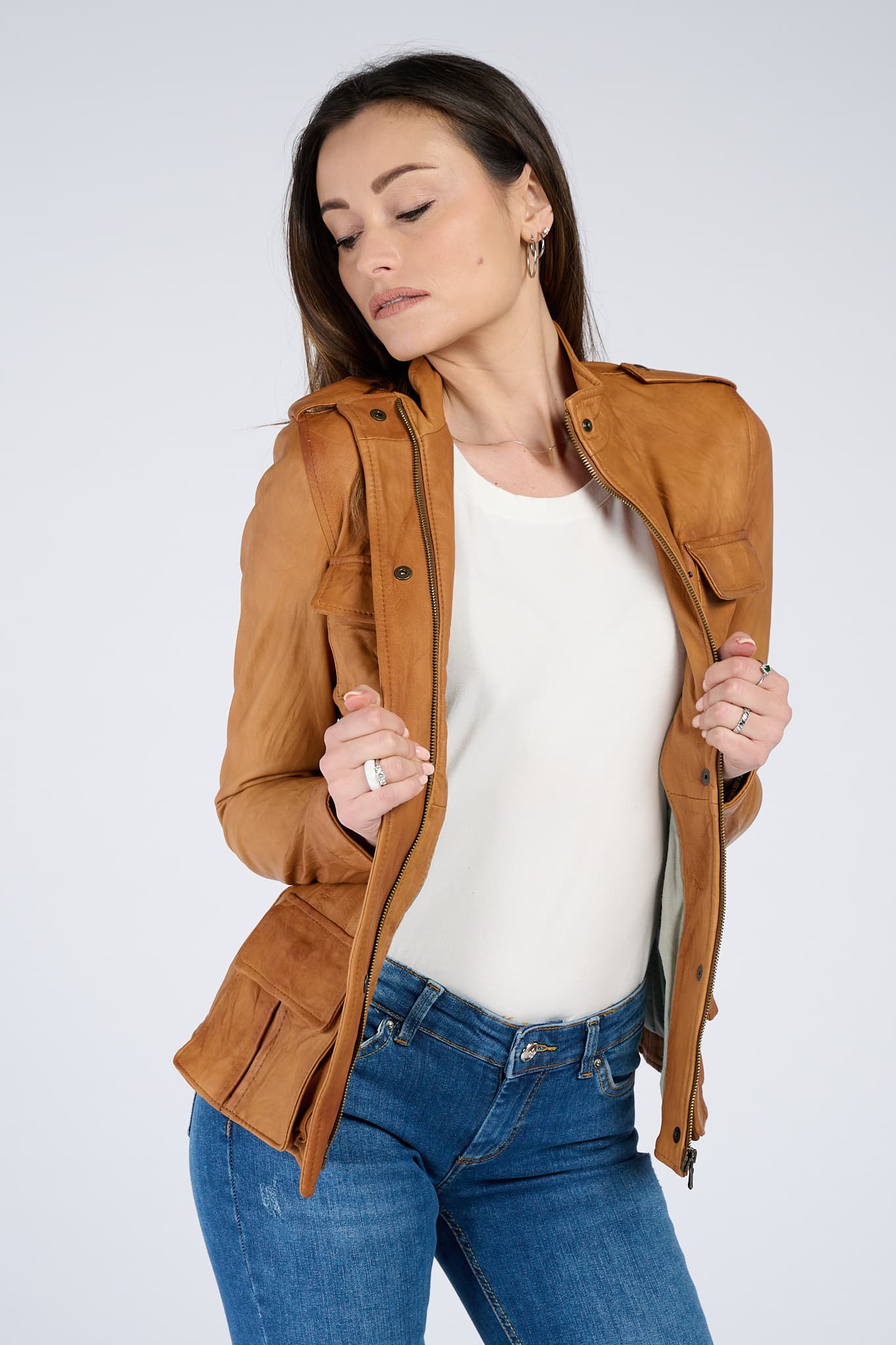 Tushna Vintage giacca donna 100% vera pelle Made in Italy - Barone Firenze