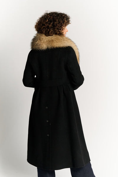 Black Coat with Fur Collar