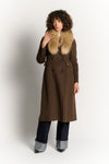 Chocolate Coat with Fur Collar woman Barone firenze - 2
