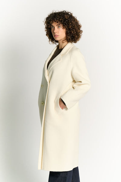 Cream Double-Breasted Alpaca Coat