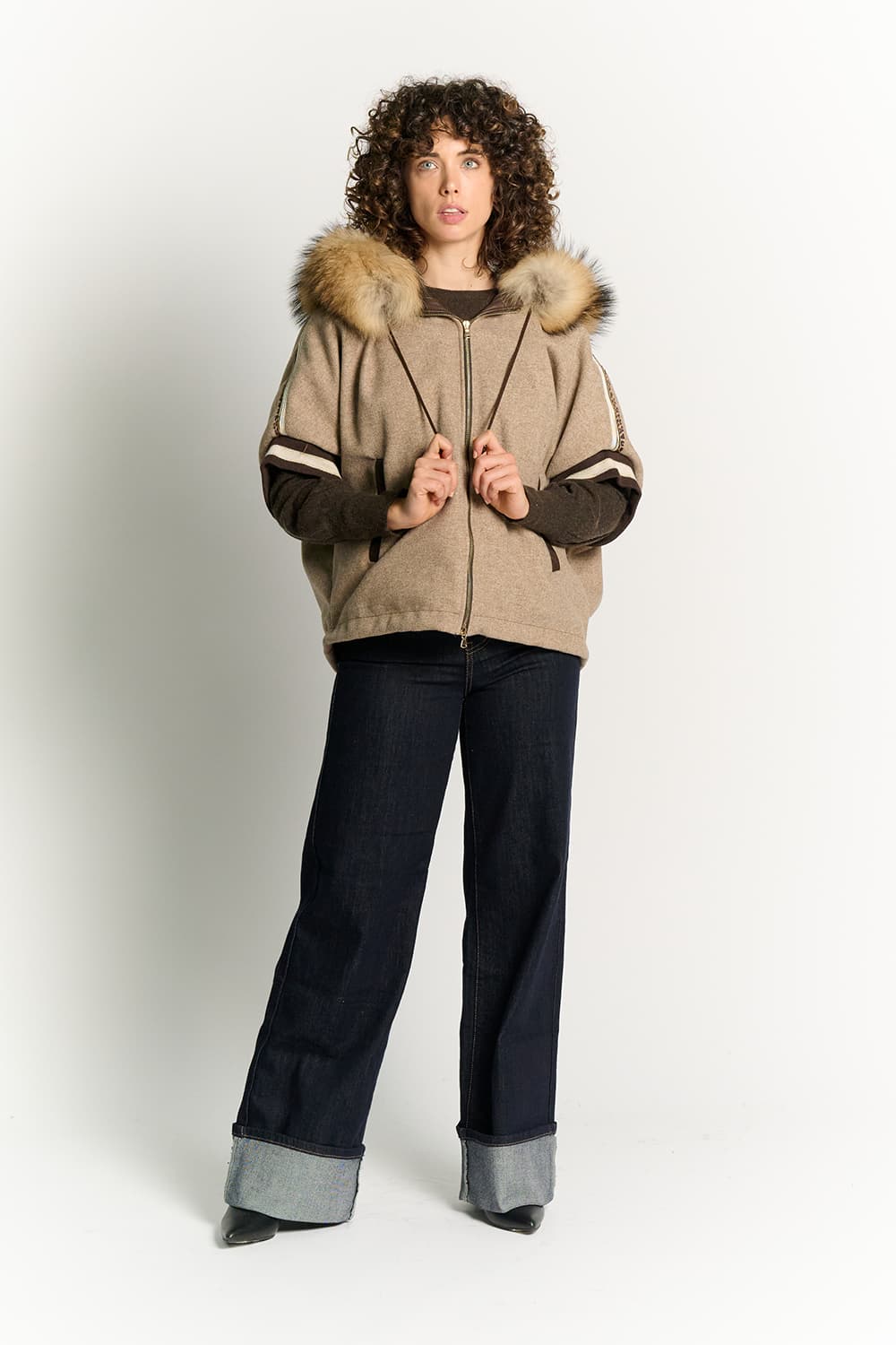 Marta Hazelnut Poncho woman Barone firenze - 2