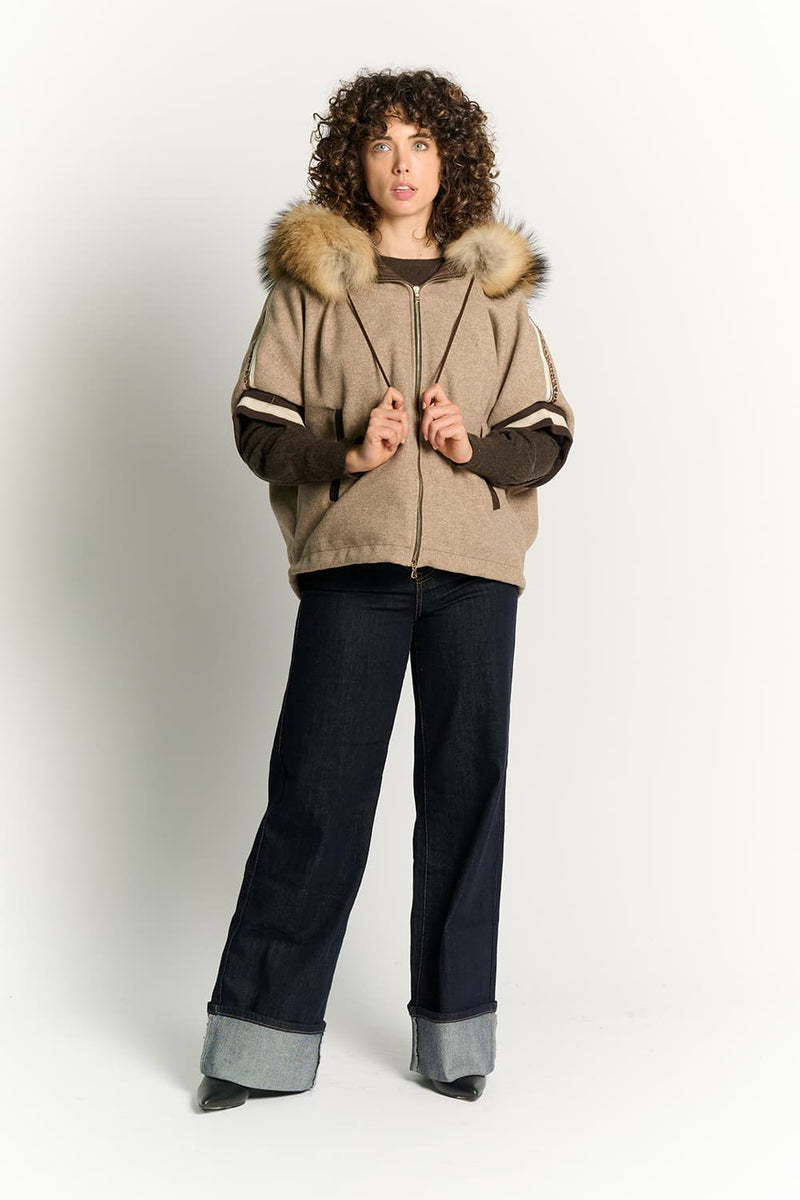 Marta Hazelnut Poncho woman Barone firenze - 2