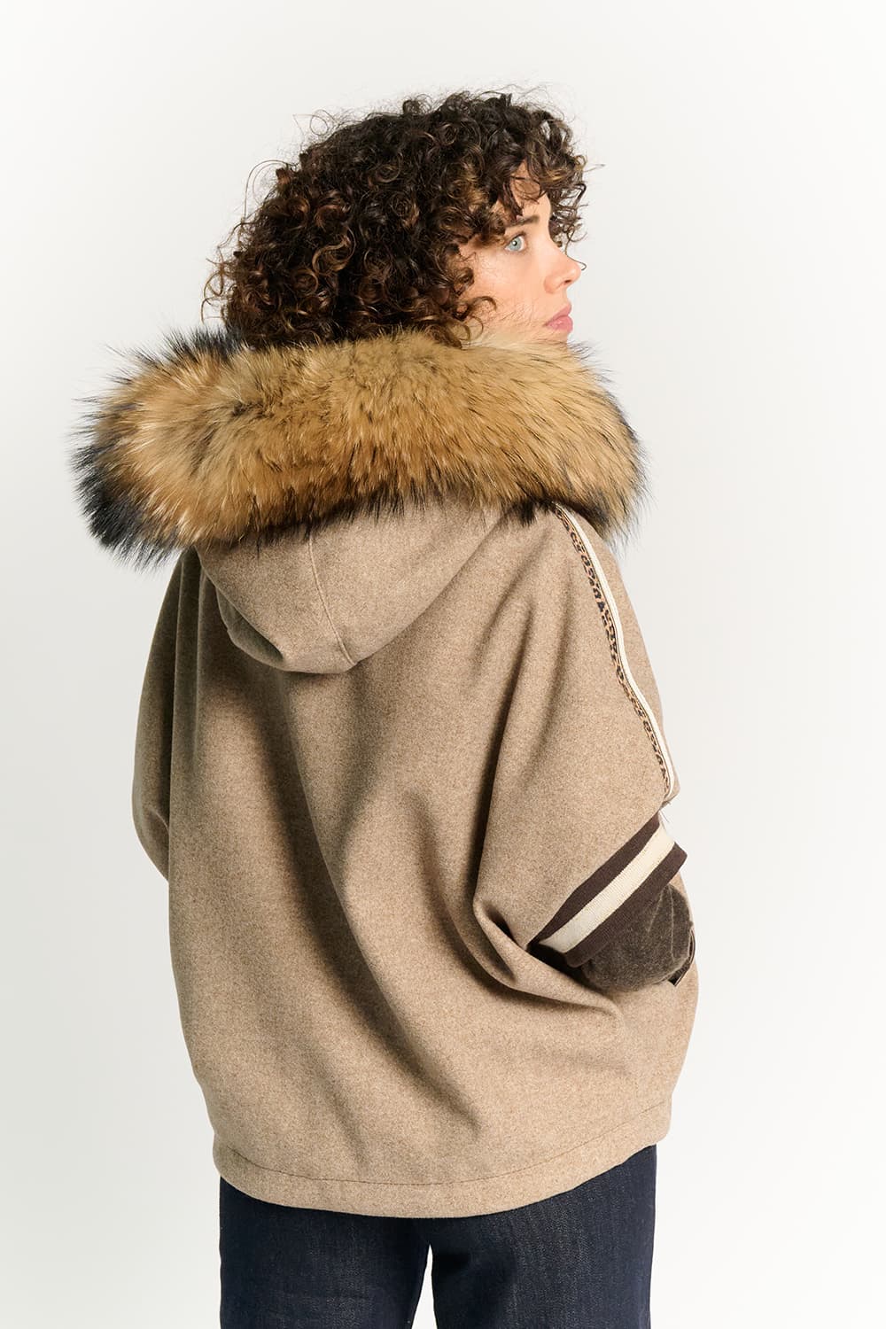 Marta Hazelnut Poncho woman Barone firenze - 4