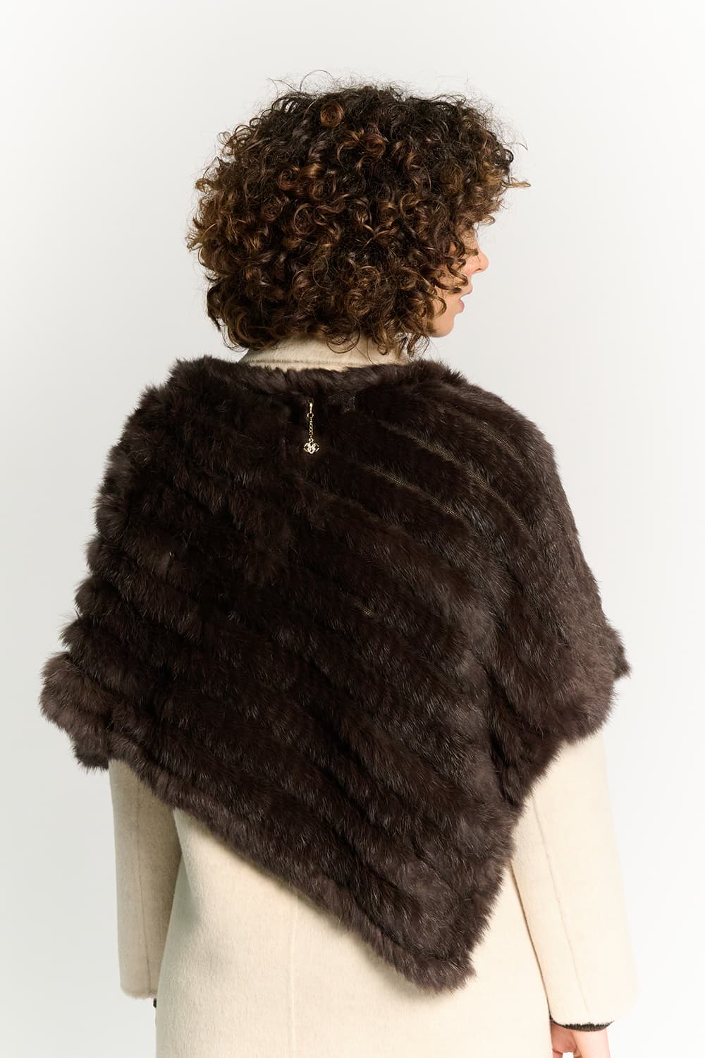 Chocolate Lapin Fur Cape woman Barone firenze - 2