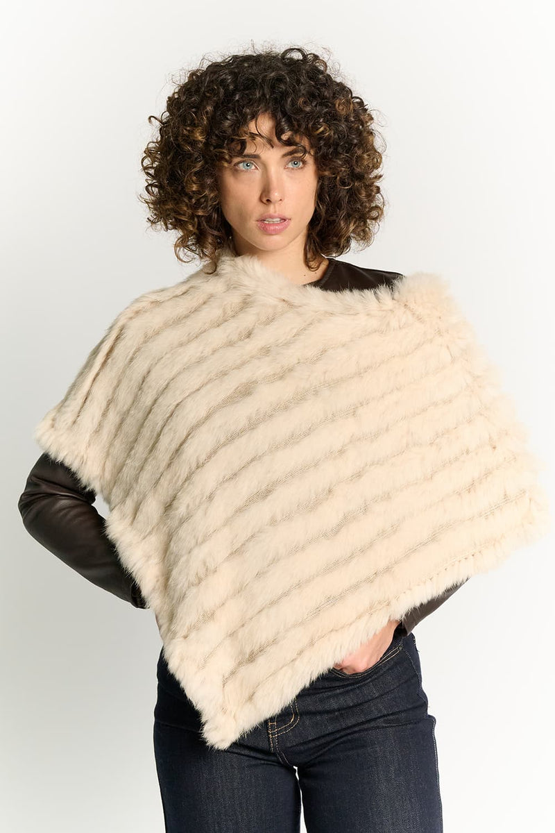 Cream Lapin Fur Cape woman Barone firenze - 1