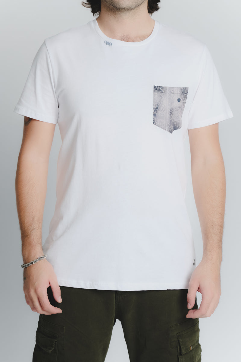 T-Shirt Uomo Taschino Bianco man Barone firenze - 1