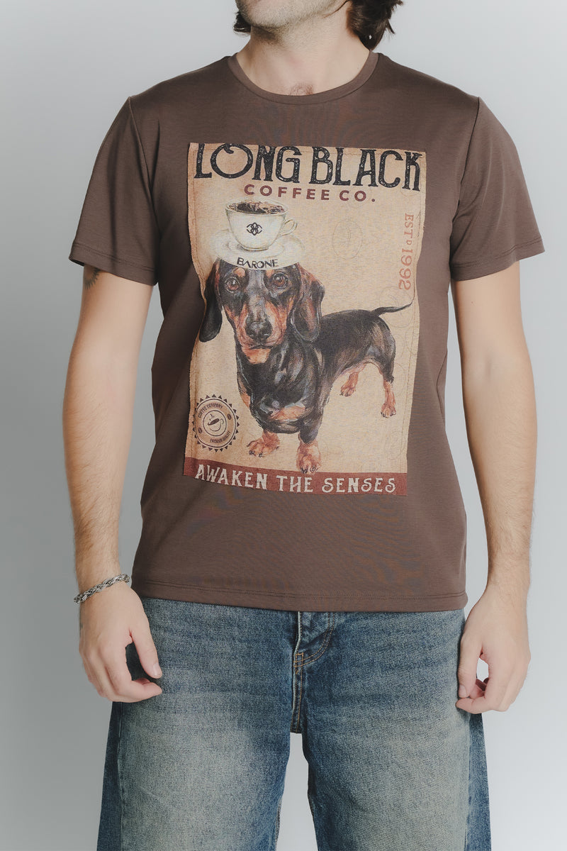 T-Shirt Uomo Stampa Bassotto Cioccolato man Barone firenze - 1