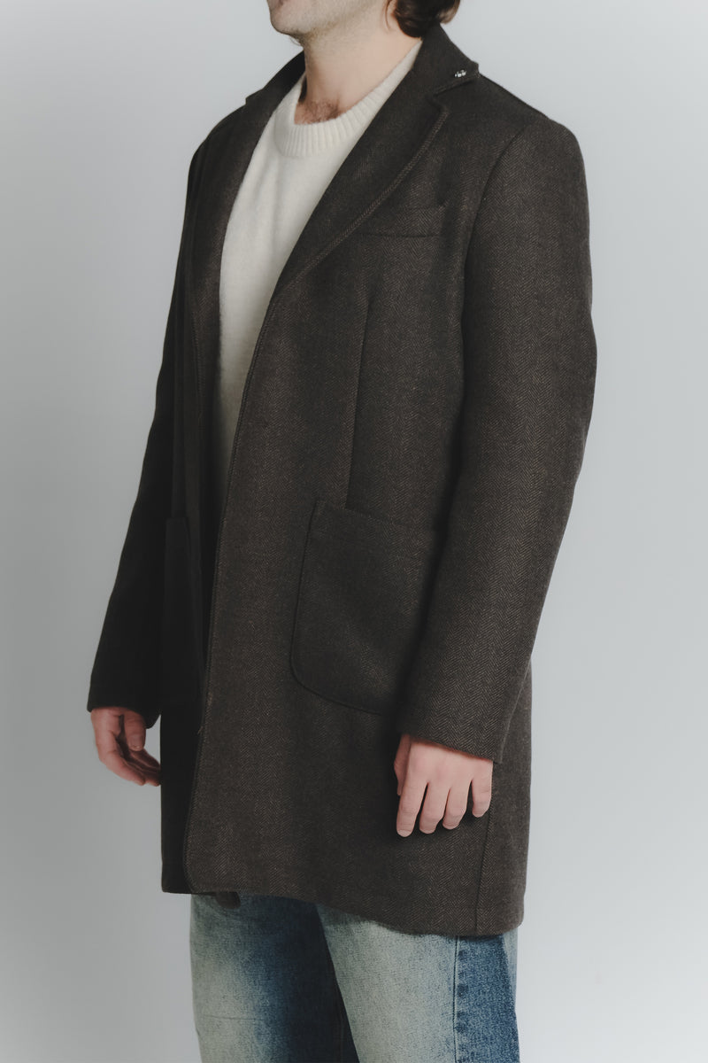 Cappotto Lungo Spigato Uomo man Barone firenze - 2