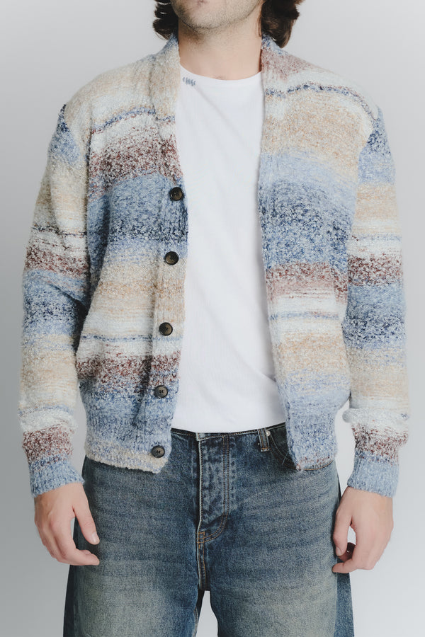 Cardigan Mélange Beige Denim da Uomo man Barone firenze