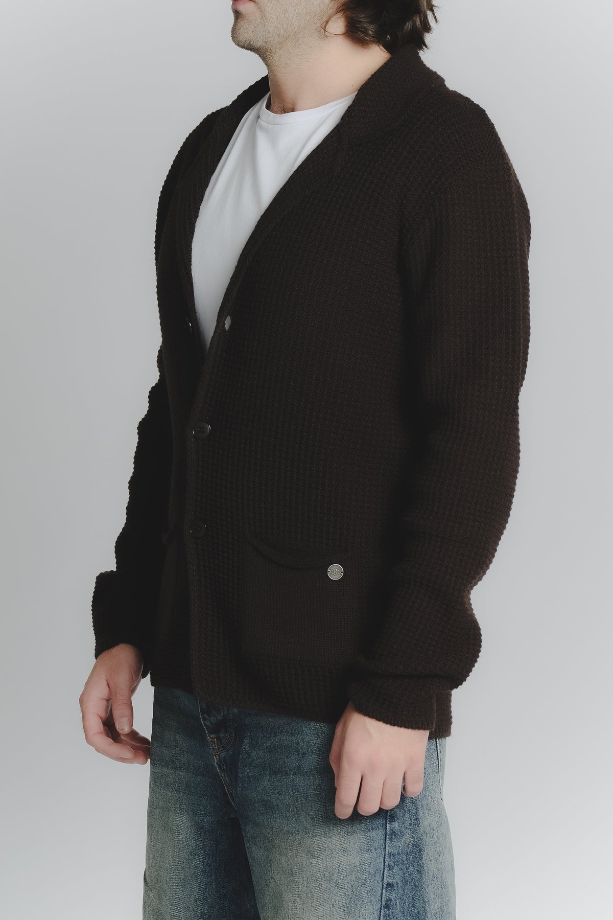 Cardigan Misto Lana Testa di Moro da Uomo man Barone firenze - 3