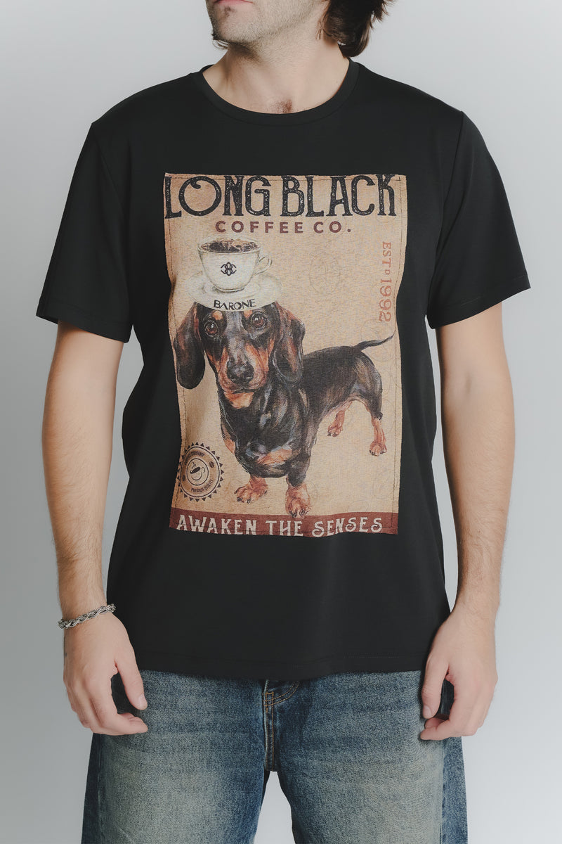 T-Shirt Uomo Stampa Bassotto Nero man Barone firenze - 1