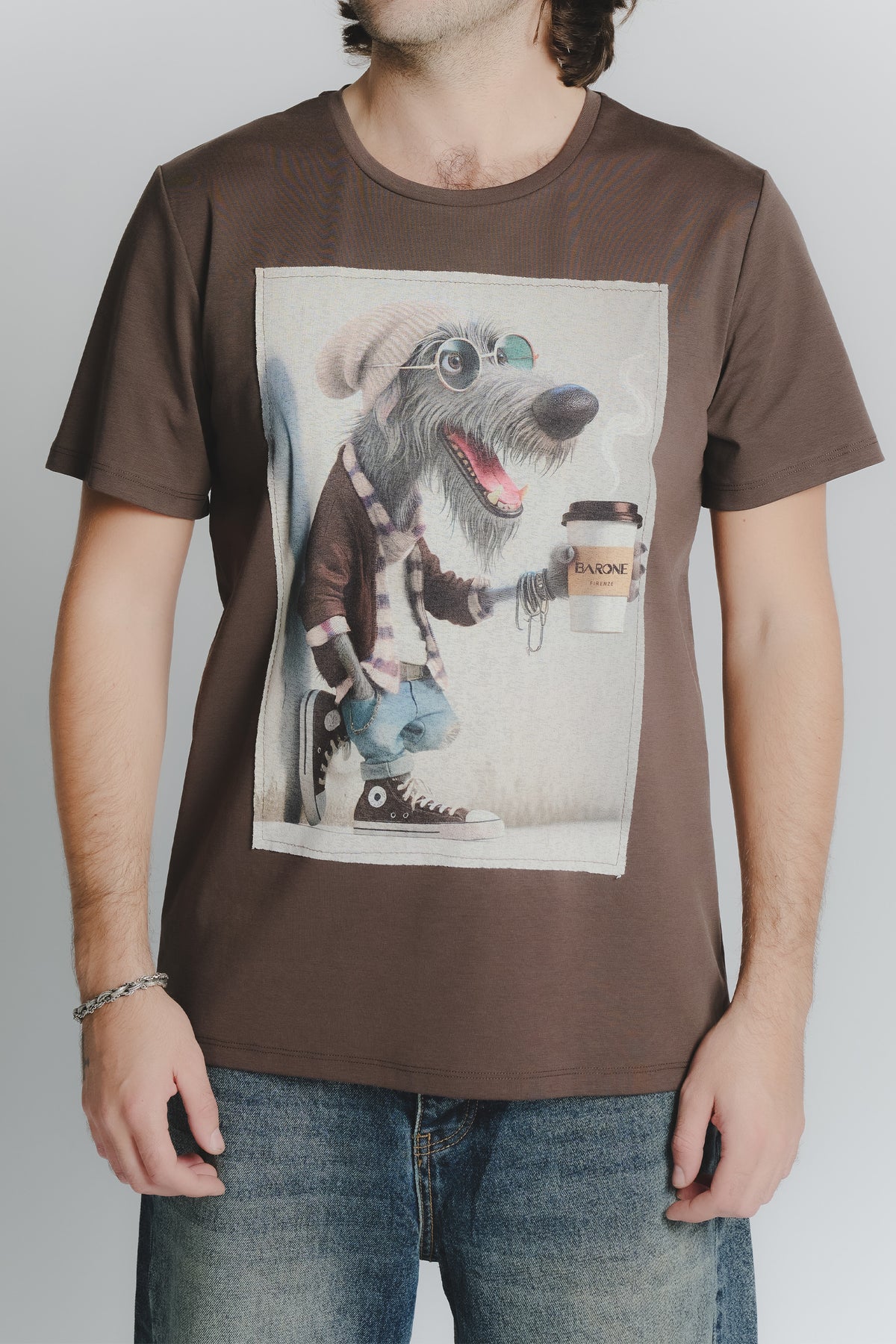 T-Shirt Uomo Stampa Dog Cioccolato man Barone firenze - 1