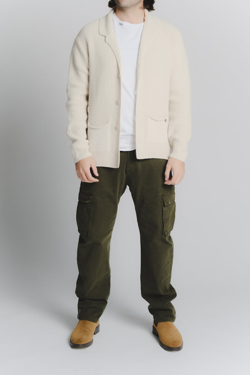 Cardigan Misto Lana Beige da Uomo man Barone firenze - 4