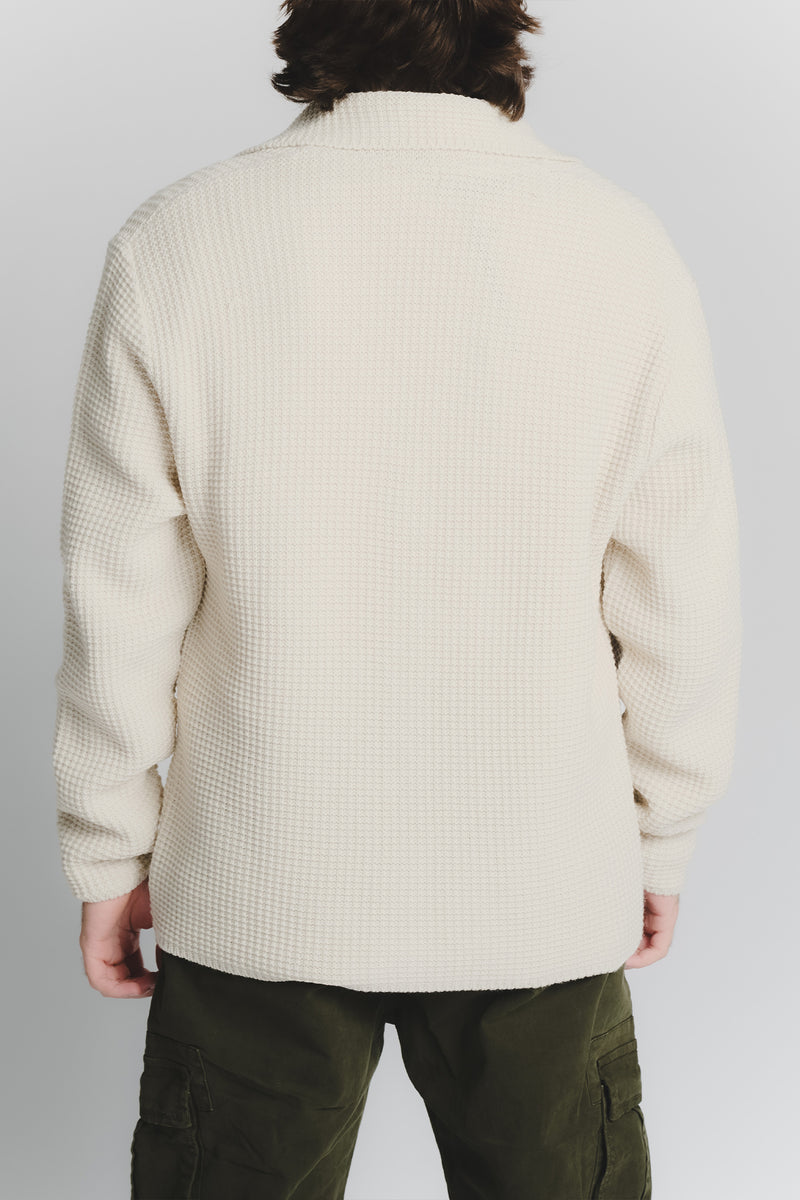 Cardigan Misto Lana Beige da Uomo man Barone firenze - 3
