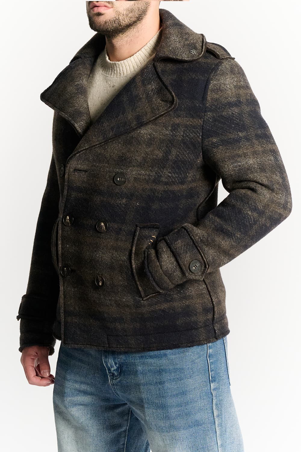 Men's Mixed Wool Double Breasted Coat