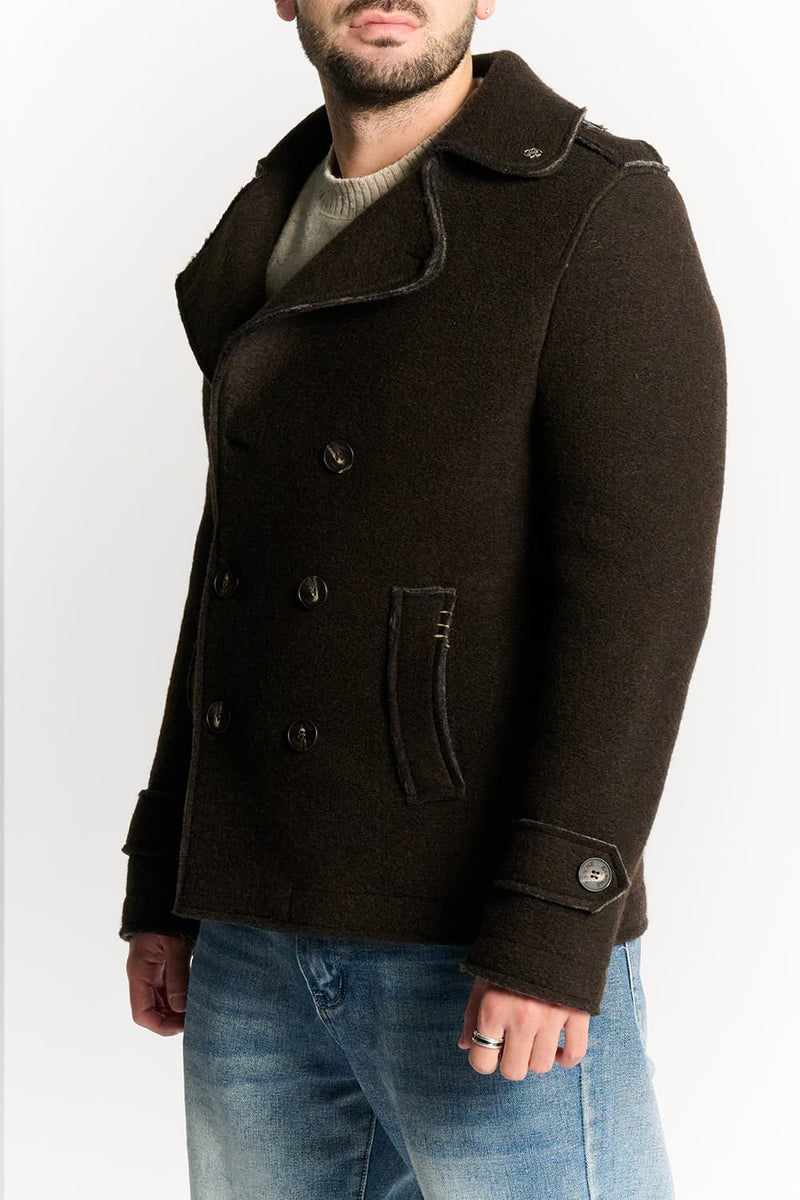 Men's Mixed Wool Double Breasted Coat man Barone firenze - 3