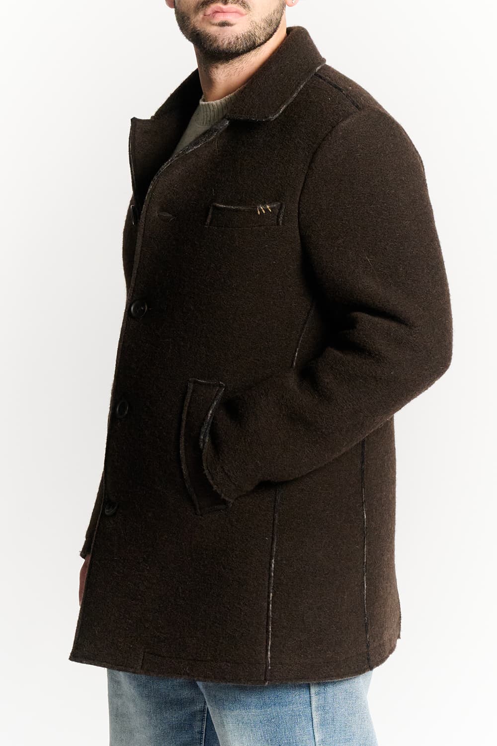 Men's Mixed Wool Double Breasted Coat man Barone firenze - 2