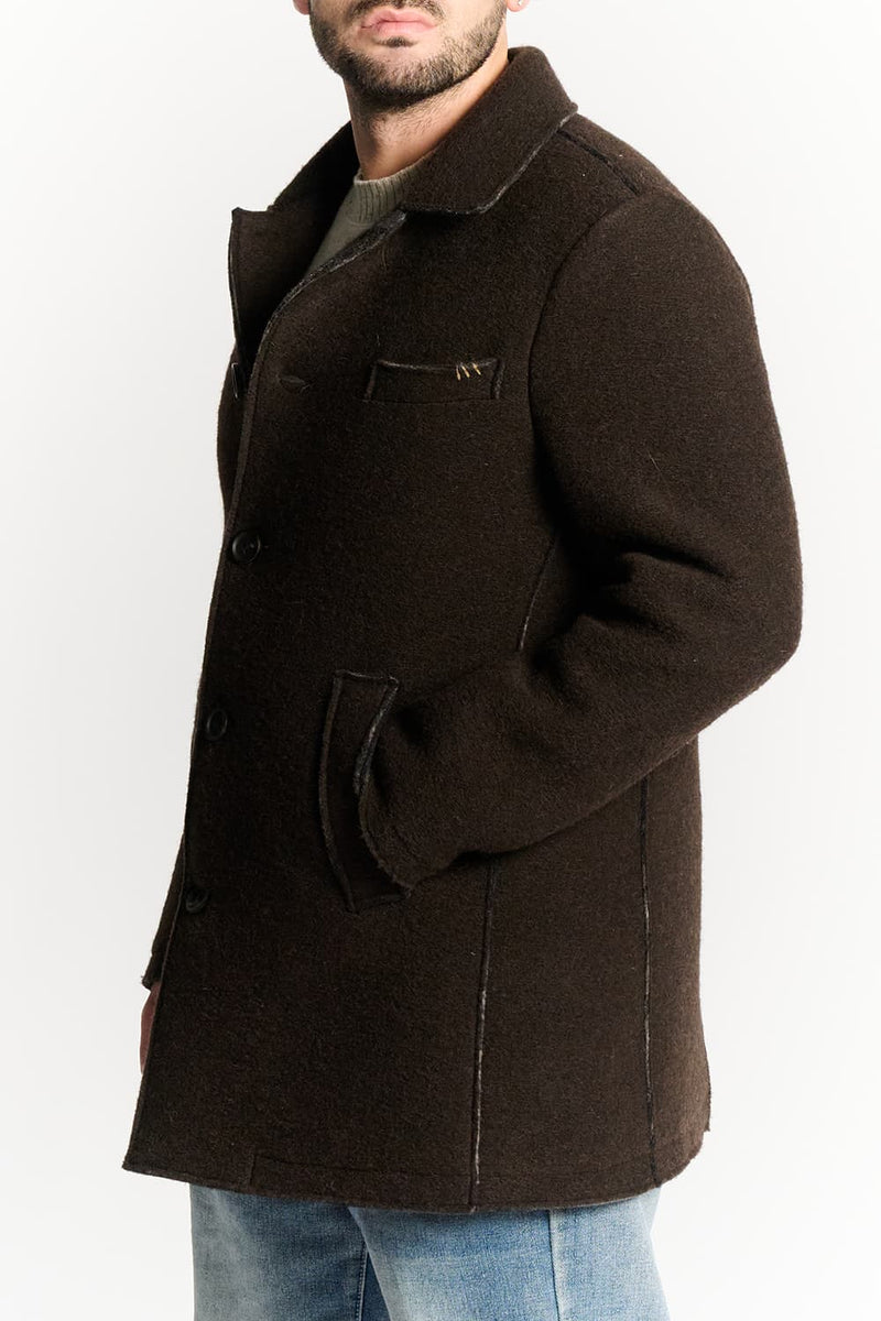 Men's Mixed Wool Double Breasted Coat man Barone firenze - 2