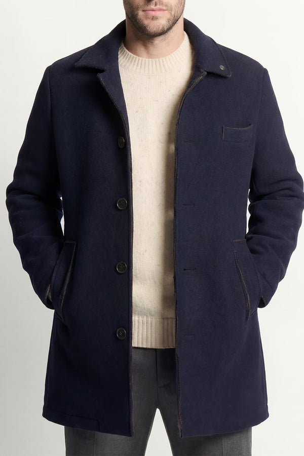 Men's Mixed Wool Double Breasted Coat uomo Barone firenze