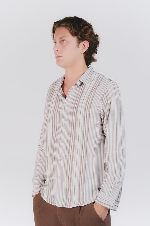 Camicia Uomo Lino Righe man Barone firenze