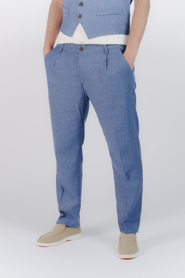 Pantaloni Eleganti Melange Bluette man Barone firenze