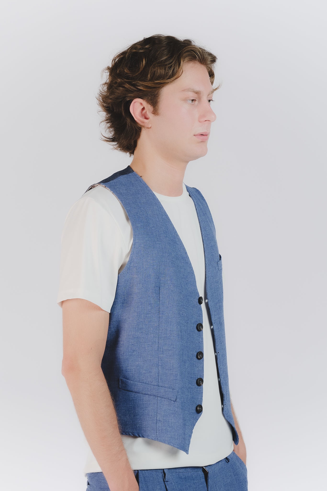Gilet Uomo Melange Bluette man Barone firenze - 3