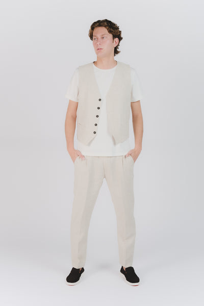 Pantaloni Eleganti Melange Beige