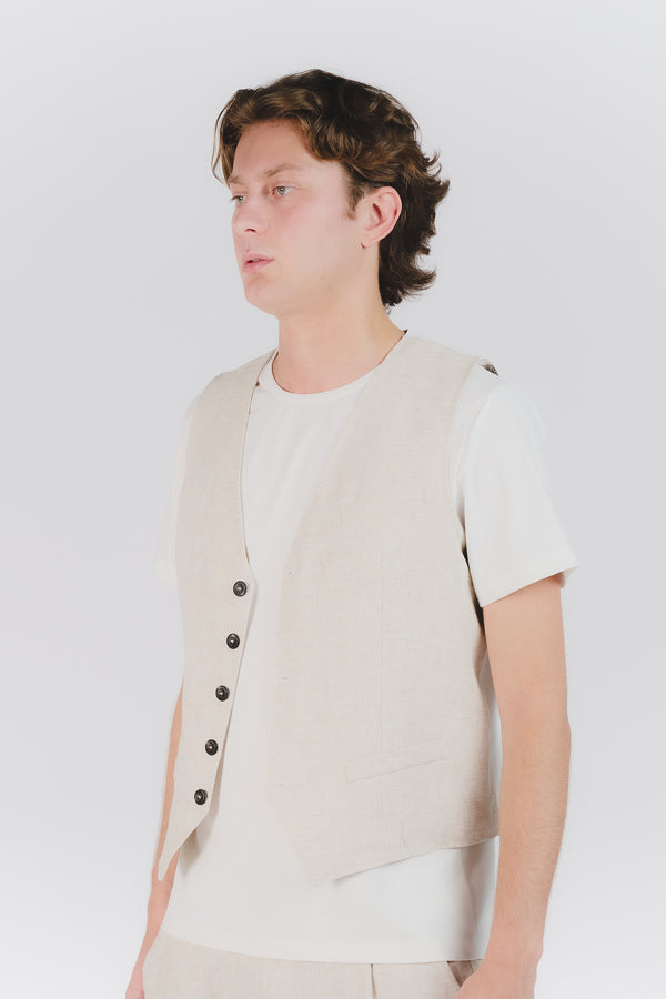 Gilet Uomo Melange Beige man Barone firenze