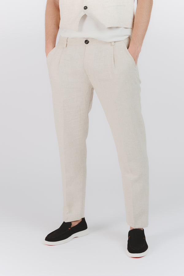 Pantaloni Eleganti Melange Beige man Barone firenze