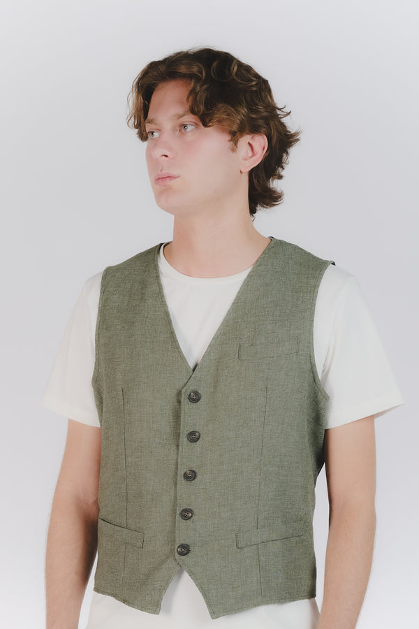 Gilet Uomo Melange Verde man Barone firenze