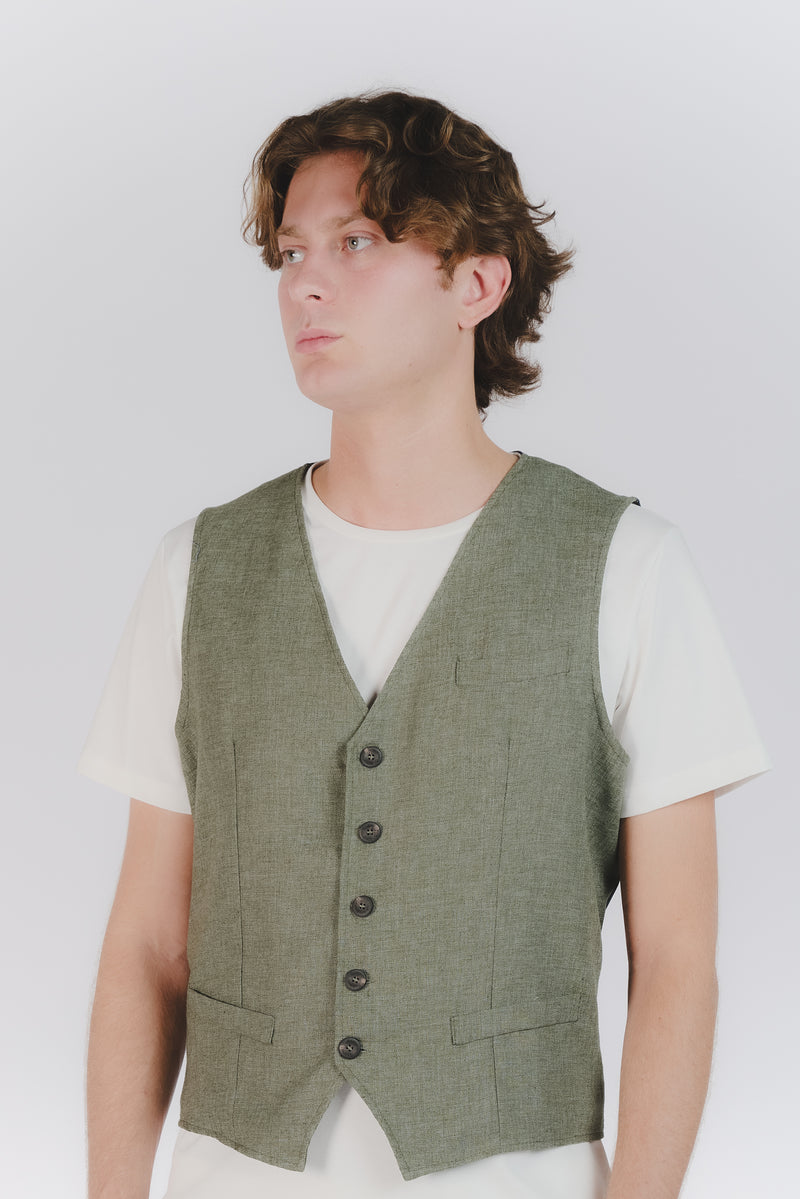 Gilet Uomo Melange Verde man Barone firenze - 1