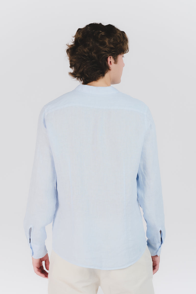 Camicia Uomo Lino Celeste man Barone firenze - 3