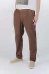 Pantaloni Lino con Bottone Cioccolato man Barone firenze - 1