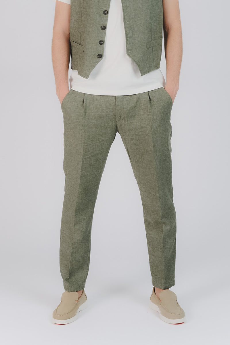 Pantaloni Eleganti Melange Verde man Barone firenze - 1