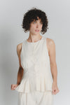 Gilet con Pieghe Panna Donna woman Barone firenze - 1