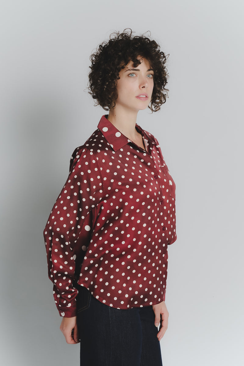 Camicia a Pois Rosso Fiorentino Avorio Donna woman Barone firenze - 1