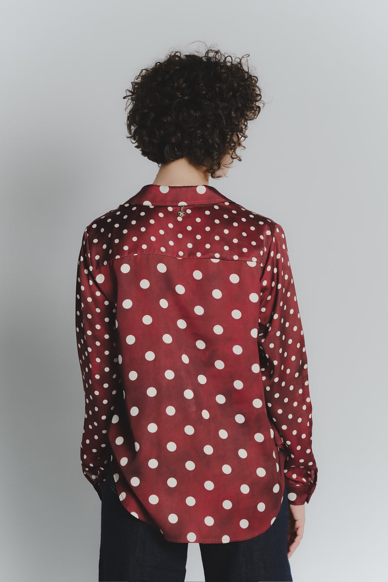 Camicia a Pois Rosso Fiorentino Avorio Donna woman Barone firenze - 3