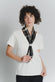 T-shirt Bianca con Foulard Nero e Beige Check woman Barone firenze - 2