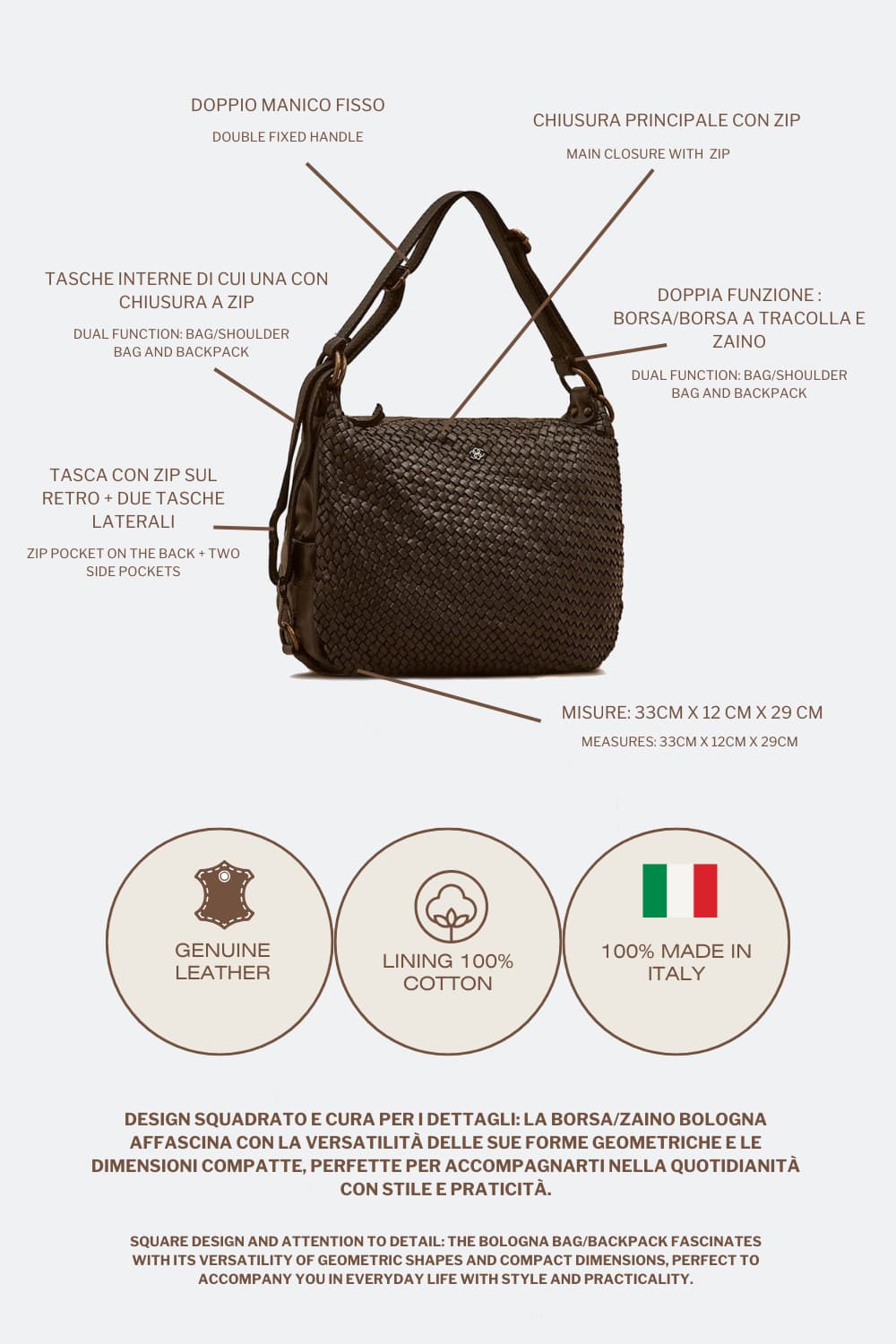 Bologna Intreccio Dark Brown woman Barone firenze - 4
