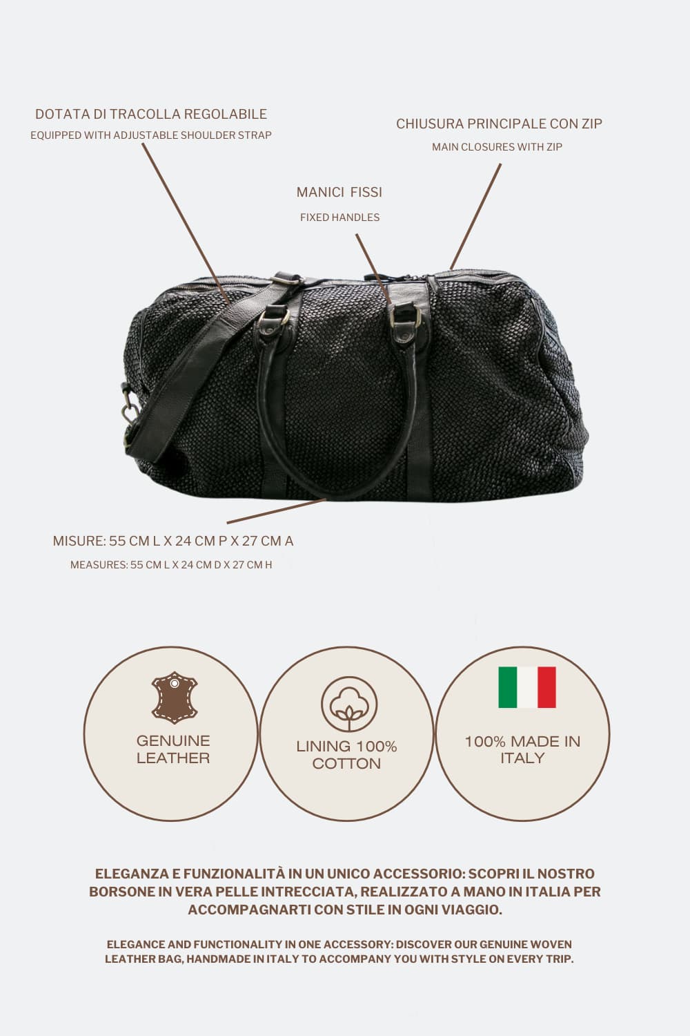 Borsone Intreccio unisex Barone firenze - 4