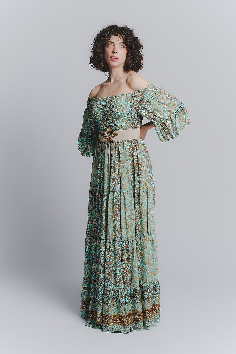Short Turquoise Gypsy Dress woman Barone firenze - 2